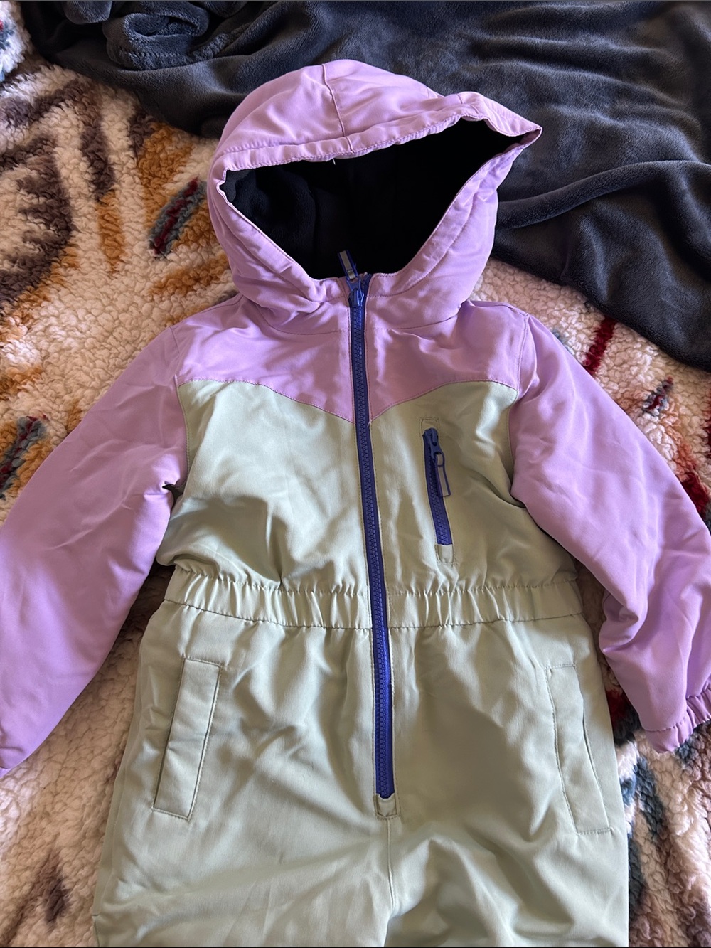 Swiss Tech Lavender, Light Green & Royal Blue Kids Puffer Snow Suit - Picture 4 of 7